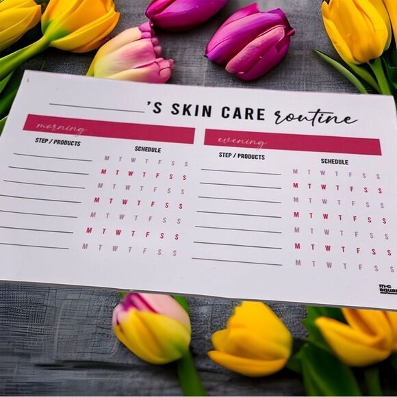 NWT M.C. squares SKIN CARE ROUTINE Reusable adhesive white board - Picture 1 of 3